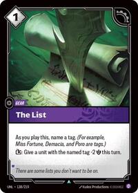 UNL 138/219 - The List